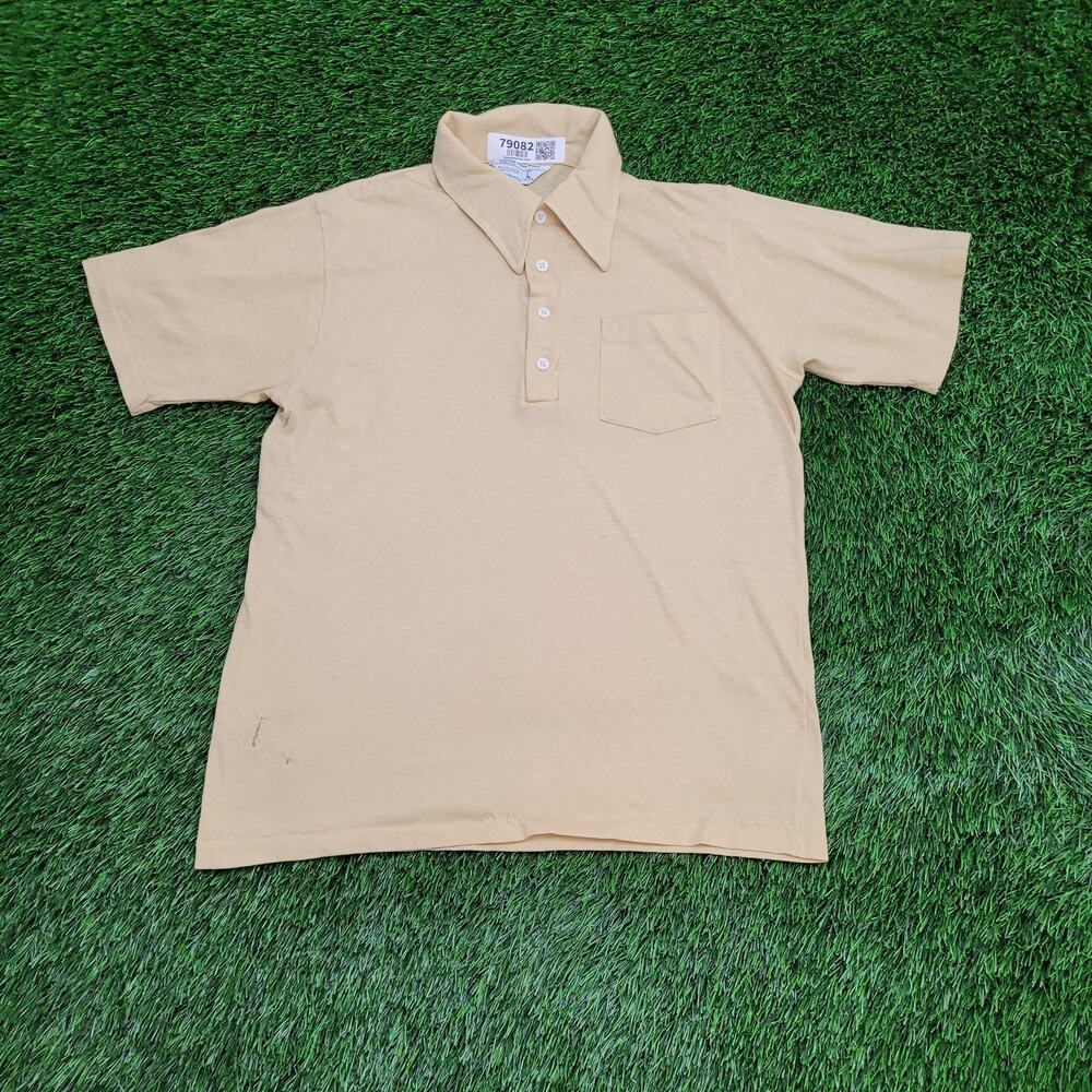 Vintage 70s JC-Penny MOD Polo Shirt Medium 19x25 Beige